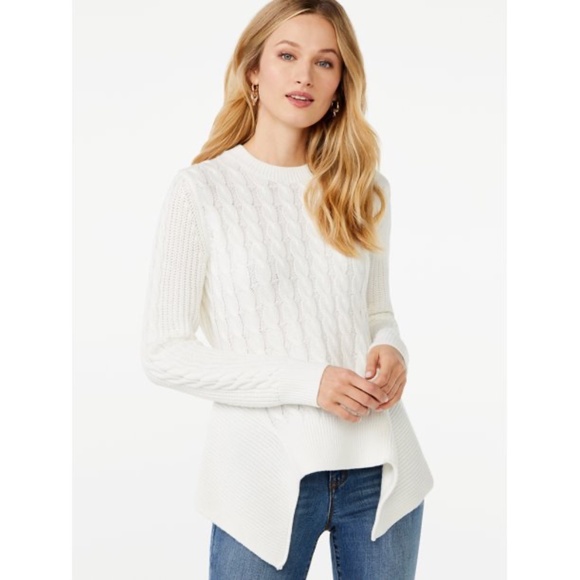 NEW Scoop Women's White symmetrical Sweater Small S  4/6 - Picture 1 of 14